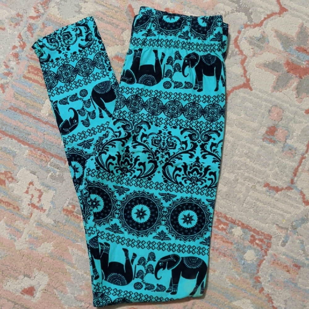 Rue21 Elephant Pattern Leggings - Teal and Black